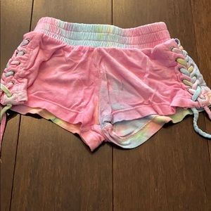 Tie dye lace up shorts